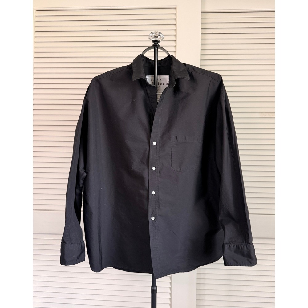 Frank & Eileen Oona Black Cotton Button Down Shirt Oversized Large Italy Fabric